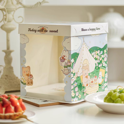 Boîtes d'emballage de gâteaux sur mesure, laminage mat et impression offset