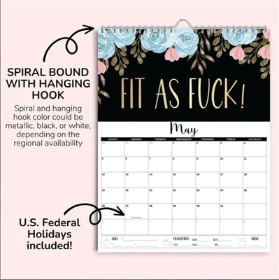 Calendrier murale personnalisé de 12 x 12 pouces avec une spirale reliée et décembre Fin du mois