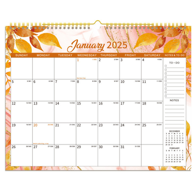 Calendrier murale personnalisé imprimé en couleur avec papier brillant et forme rectangulaire
