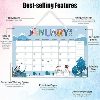 12 photos calendriers muraux personnalisés en spirale pour les cadeaux d'entreprise