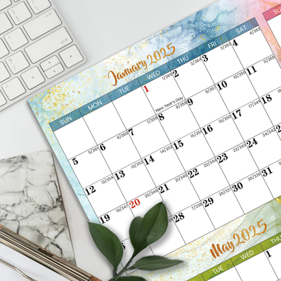 Décembre Fin du mois Impression de calendrier personnalisé Marqué avec les principales fêtes américaines Personnalisable