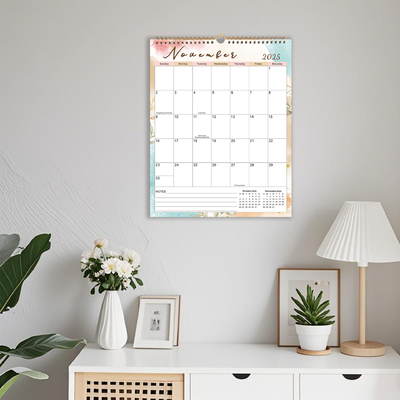 Calendrier murale personnalisable avec mise en page de vue mensuelle et liaison en spirale