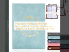 Artists Spiral Hardcover Notebook Featuring Black Cover Standard Format Suitable for Creative Sketching and Notes